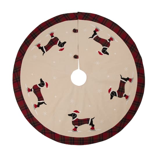 Glitzhome® 48" Dachshund Fabric Christmas Tree Skirt | Michaels®